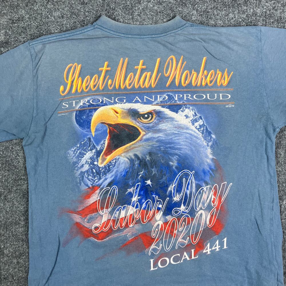 Union Line T-Shirt‎ Mens XL Blue SMART Local 441 Graphic USA Workwear Distressed